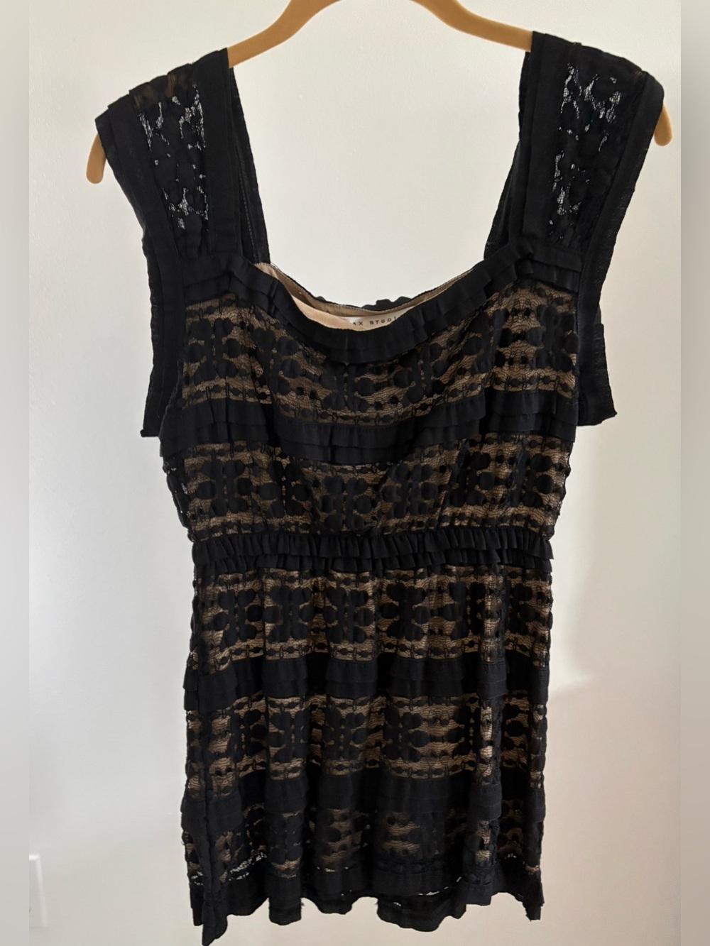 Stretchy Black Lace-Overlay Women’s Camisole, Max Studio, Size L